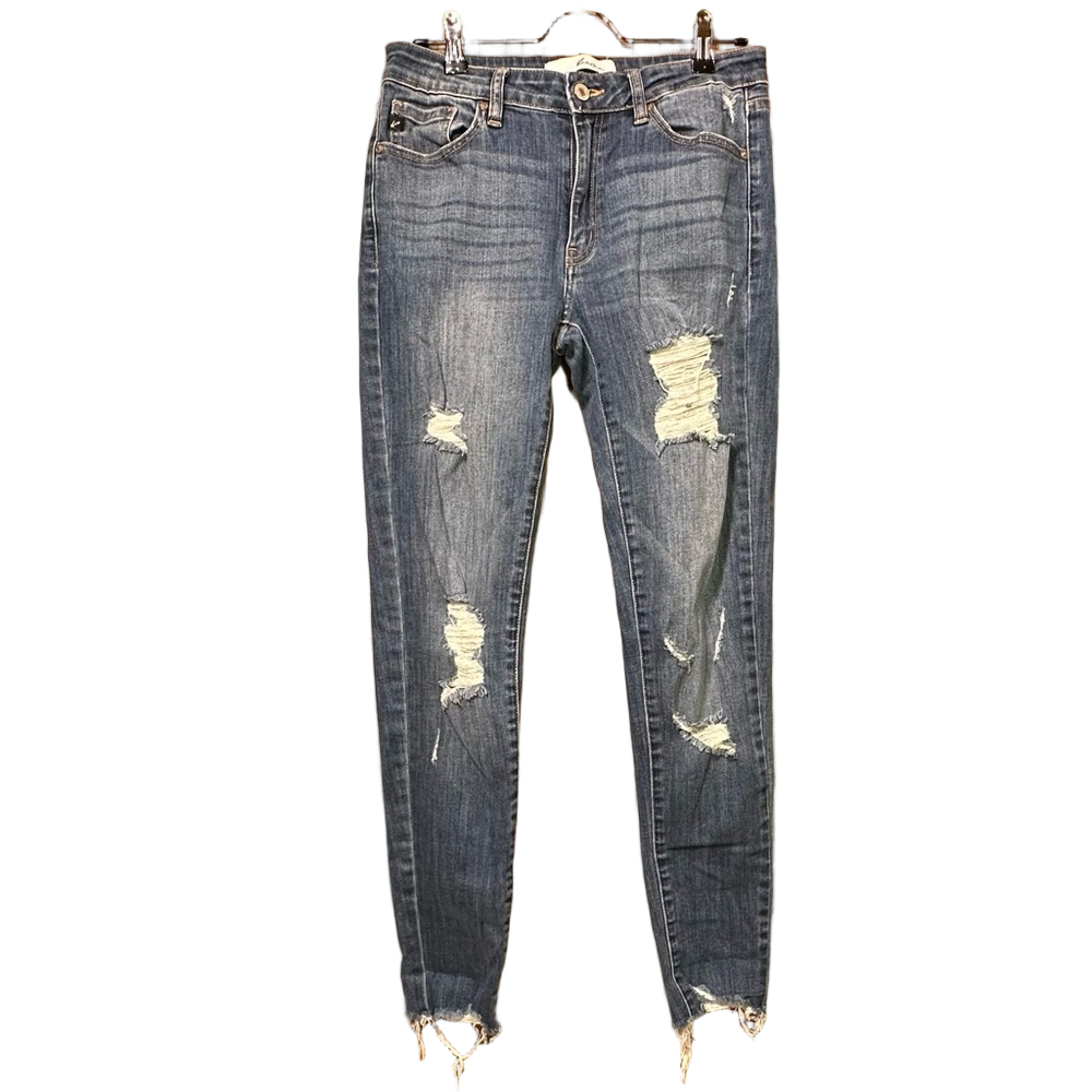 Kancan Blue Jeans Distressed Denim Medium Wash Junior Size 9
